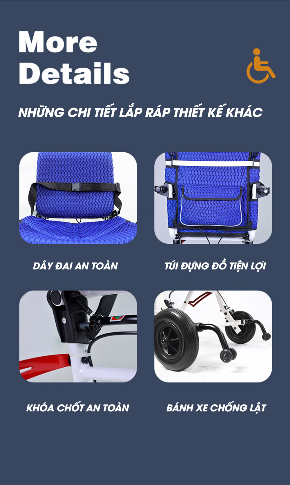 Xe lăn tay cao cấp loại bánh nhỏ siêu nhẹ thế hệ mới TM112