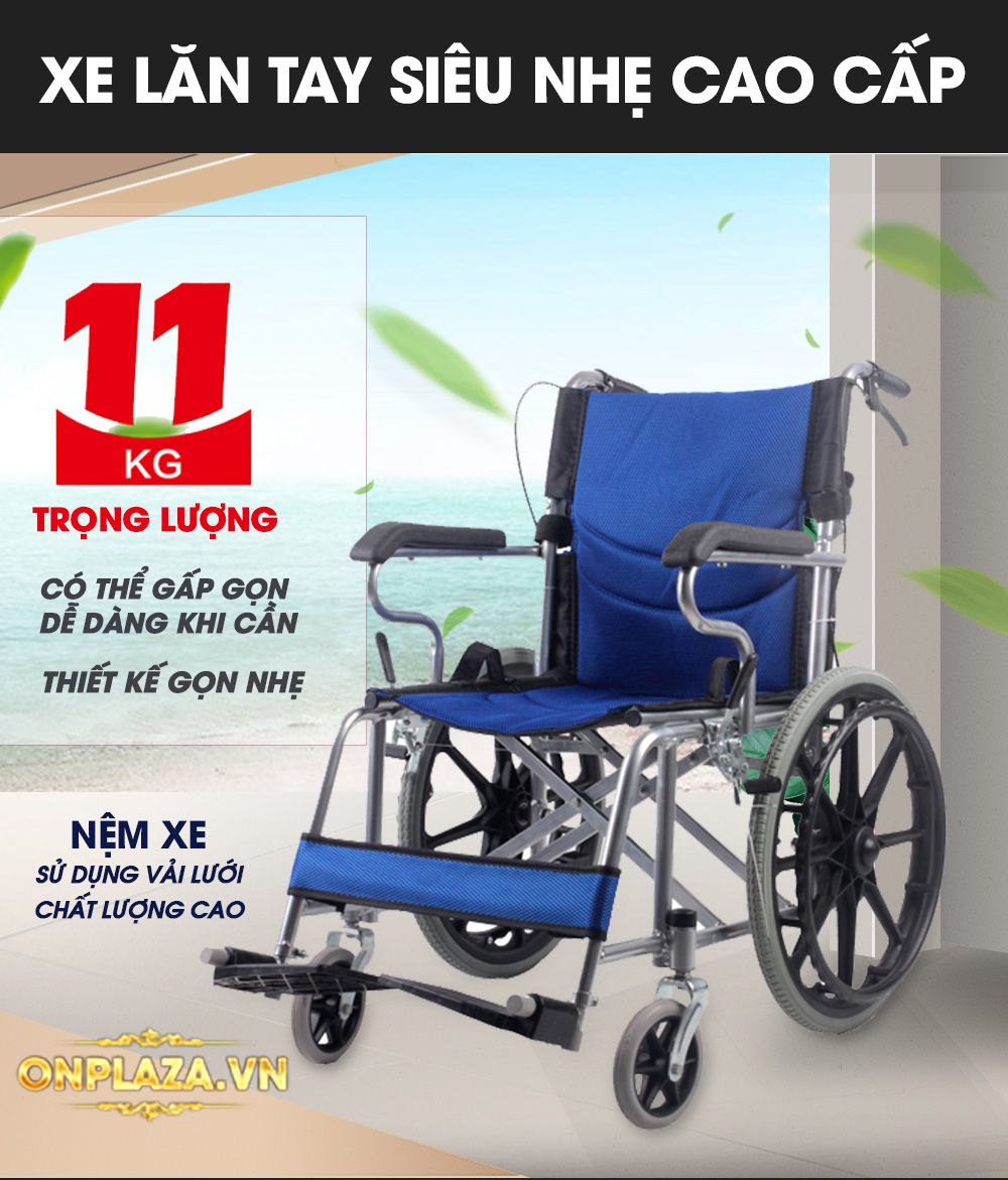 Xe lăn tay cao cấp vành đúc bánh to TM113N