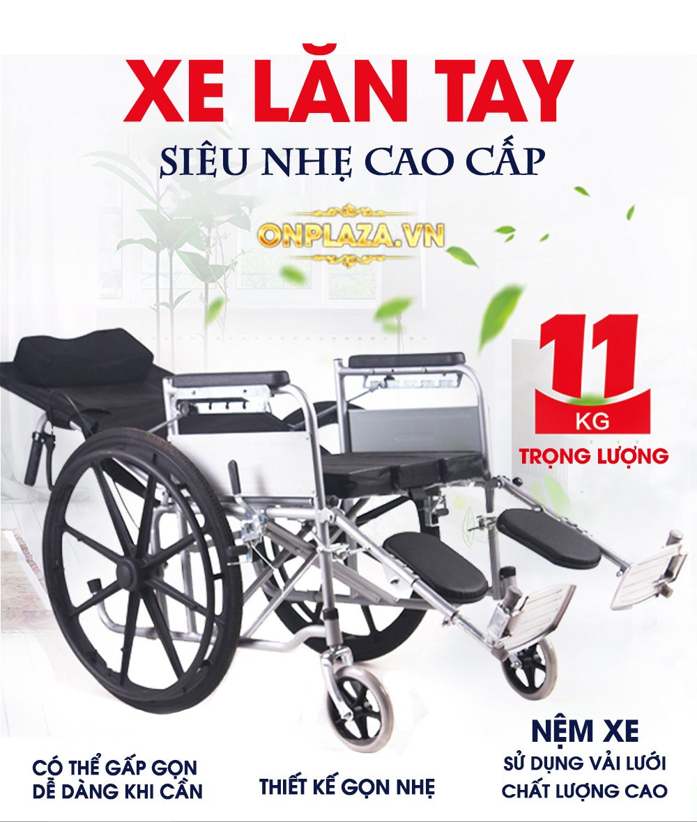 Xe lăn tay đẩy ngả nằm tiện dụng cao cấp dành cho người khuyết tật TM114