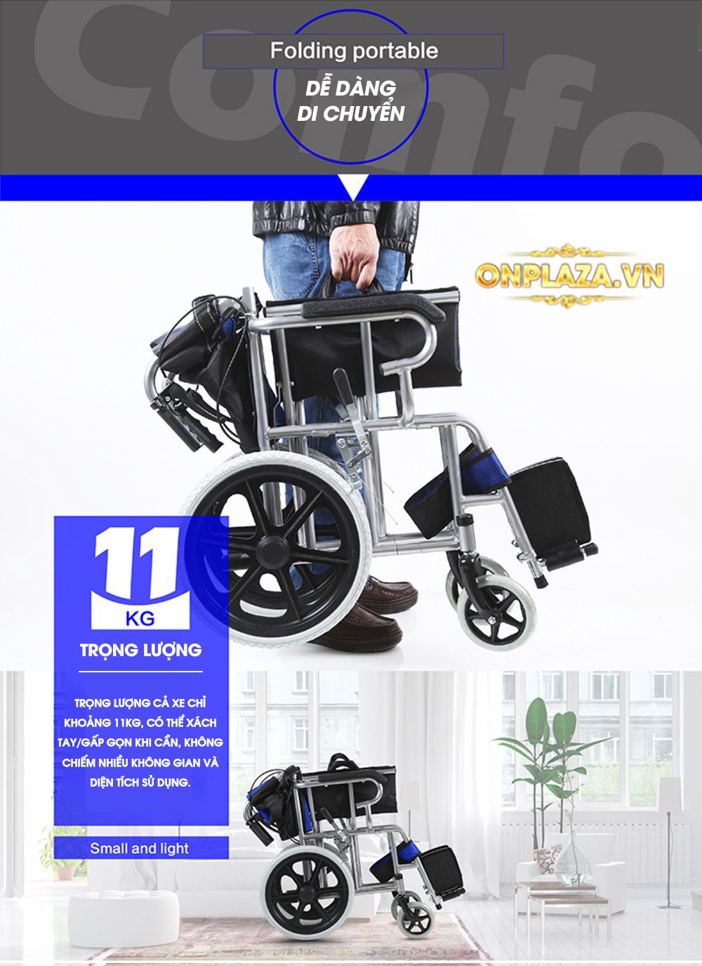 Xe lăn tay đẩy ngả nằm tiện dụng cao cấp dành cho người khuyết tật TM114