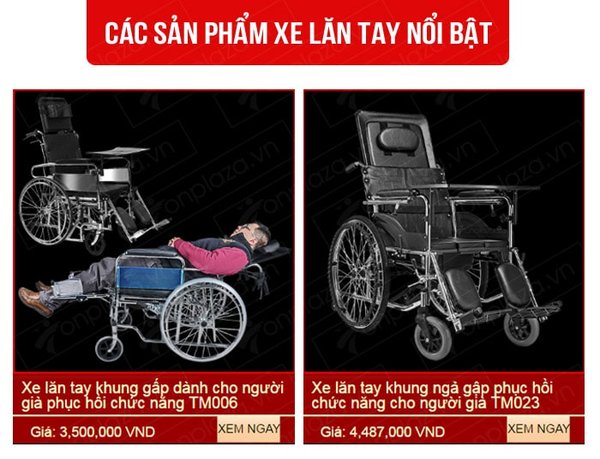 Tham khảo mẫu xe lăn tay ngả gập tại các đơn vị uy tín